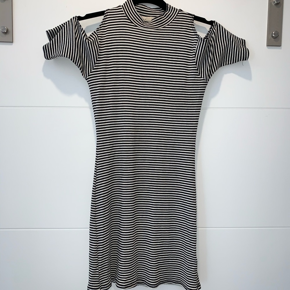 Black and white striped dress